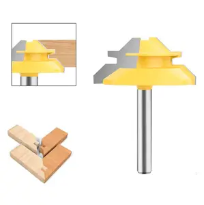 45° Lock Miter Router Bit – Woodworking Corner Joint Cutter for Router Table, Great for Cabinets, Drawers, Furniture, Picture Frames & DIY Wood Joinery