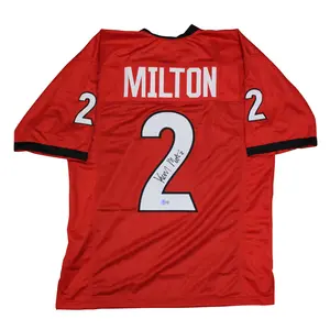 Kendall Milton Autographed Georgia Bulldogs Custom Red #2 Jersey - Beckett
