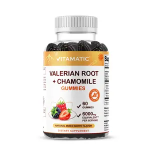 Vitamatic Valerian Root & Chamomile Gummies - 6000mg Per Serving - Mixed Berry Flavor - 60 Sugar-Free Gummies - Non-GMO Gluten-Free - 30 Servings