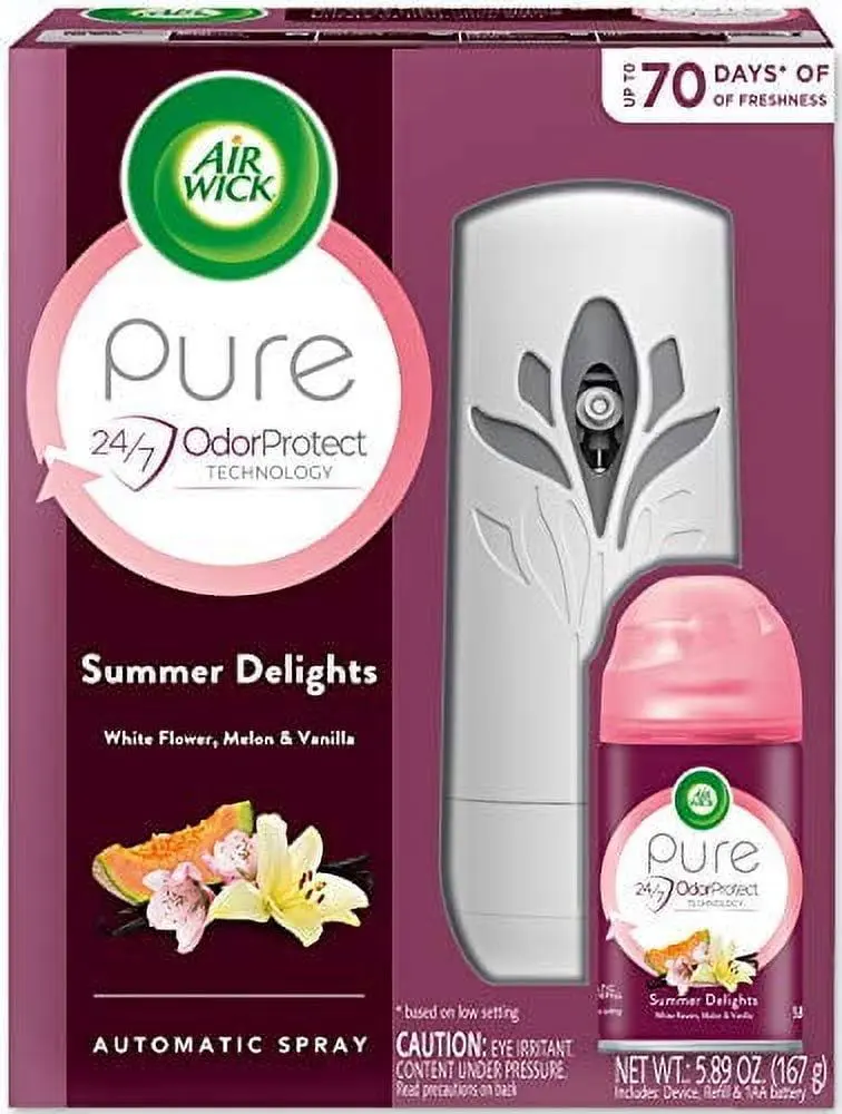 Air Wick Automatic Air Freshener Spray Kit - Smart Tech Odor Control, Non Toxic Scented Fresh Summer Refill, 2-Month Indoor No-Plastic Home Fragrance #homefresh #tiktokmademebuyit, 2 Months