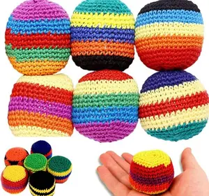 6-Pack Plush Soccer Hacky Sacks, 2.75-Inch Soft Fleece Footbags for Kids, Y2K Nostalgia Skill Toy, Outdoor Summer Camp Coordination Gear