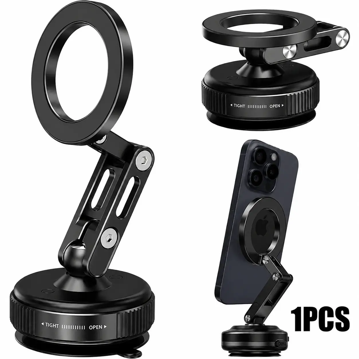MagSafe Car Mount Holder - 360° Rotate Magnetic Phone Stand with Strong Suction Cup, Extendable Arm, Adjustable Fit Dashboard/Window Bracket for Unobstructed Driving View, Compatible with iPhone 17 16 15 14 13 12 Pro Max, Iphone Series