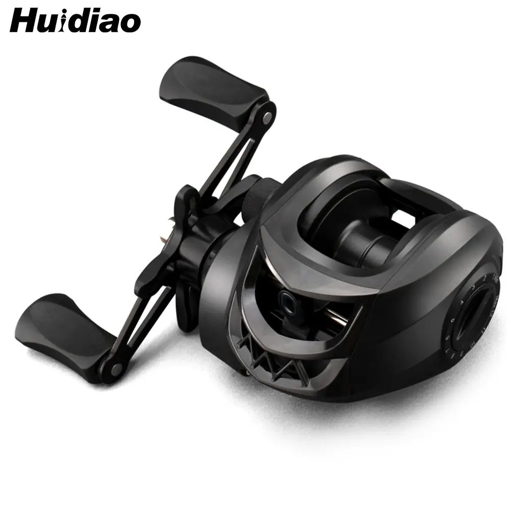 Huidiao Beginner Baitcasting Reel 7.2:1 High Speed Ratio 22lb Max Drag Black Low Profile Baitcaster Saltwater Casting Reels with 12-Levels Magnetic Brake System Metal Spool/Handle for Lure Fishing Fishing Equipment Fishing Gear