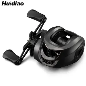 Huidiao Entry-level Baitcasting Reel 7.2:1 High-speed Ratio 10KG/22LB Powerful Adjustable Drag Low Profile Lure Fishing Reel Ceramic Line Guide 12-level Magnetic Brake System Full Metal Spool/Handle for Beginners