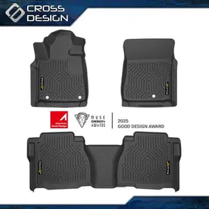 CROSSDESIGN TPE Floor Mats Fit For 2007-2011 Toyota Tundra Double Cab / CrewMax All-Weather  Upgraded Version