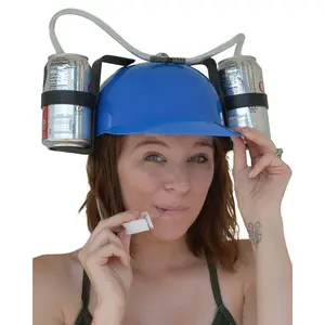 Beer Soda Guzzler Helmet Drinking Party Hat, Blue - Fairly Odd Novelties