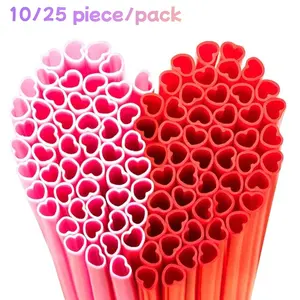 Heart-Shaped Reusable Plastic Straws, Cute Straws for Valentine's Day, Cocktail Parties, Birthday Celebrations, Wedding Decorations