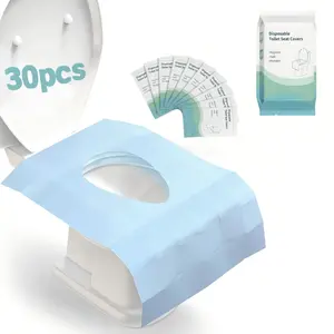 30 Pcs 24*25 Inch Disposable Toilet Seat Covers – Waterproof Toilet Cover Sheets with Adhesive Tabs for Adults, Kids & Toddlers, Travel, Public Restrooms, Airplane, Camping
