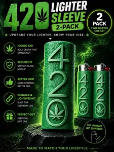 420 Bic Lighter Sleeve 2-Pack, 3D Printed Cover, Textured Grip, Fits Standard Bic Lighters