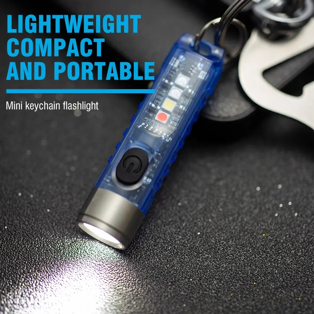 Small Powerful Mini Keychain LED Flashlight, Tactical Portable High Bright Pen Light, Sst20 LED USB Rechargeable, Ip65 Waterproof, Multi-Function Emergency Lighting, Multifunctional Flashlight