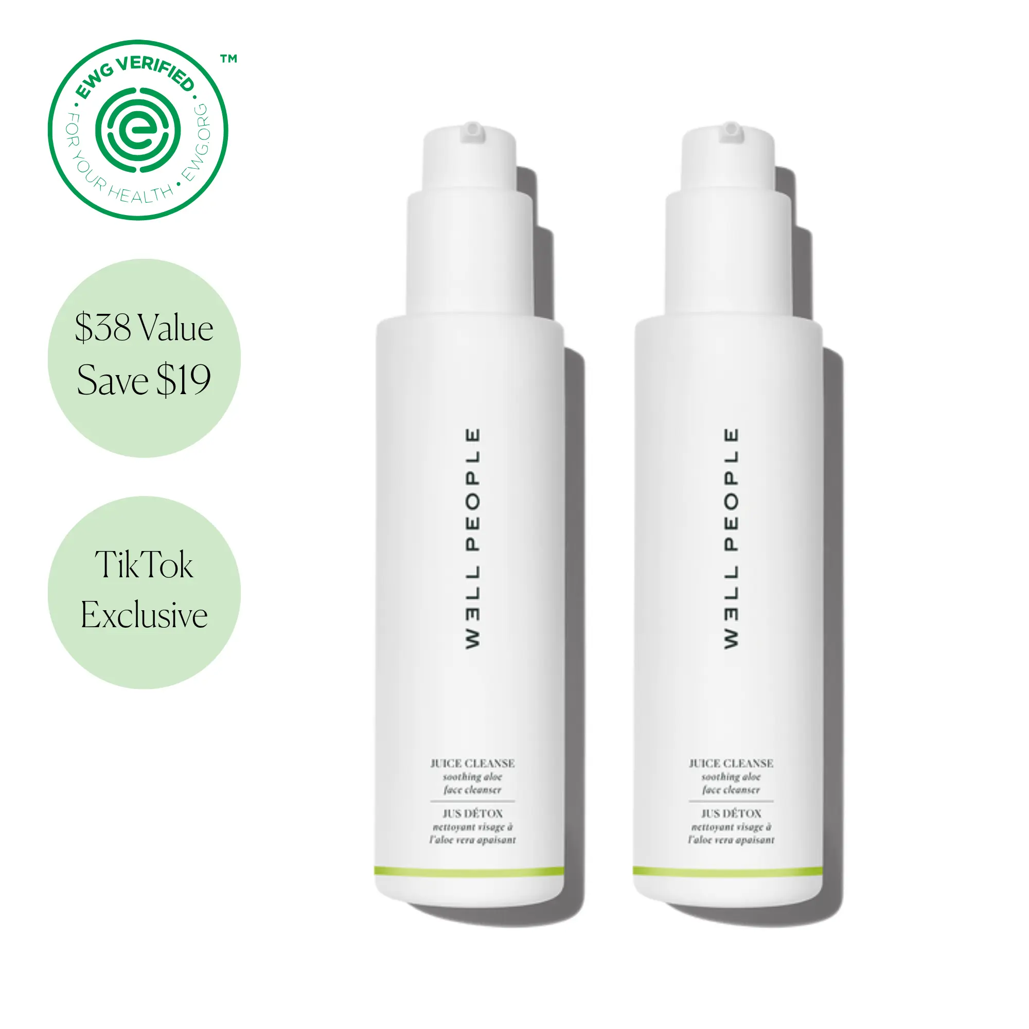 Juice Cleanse Soothing Aloe Face Cleanser Duo -  A gel-based daily face cleanser that gently cleans, soothes, and hydrates skin with plant-based ingredients.