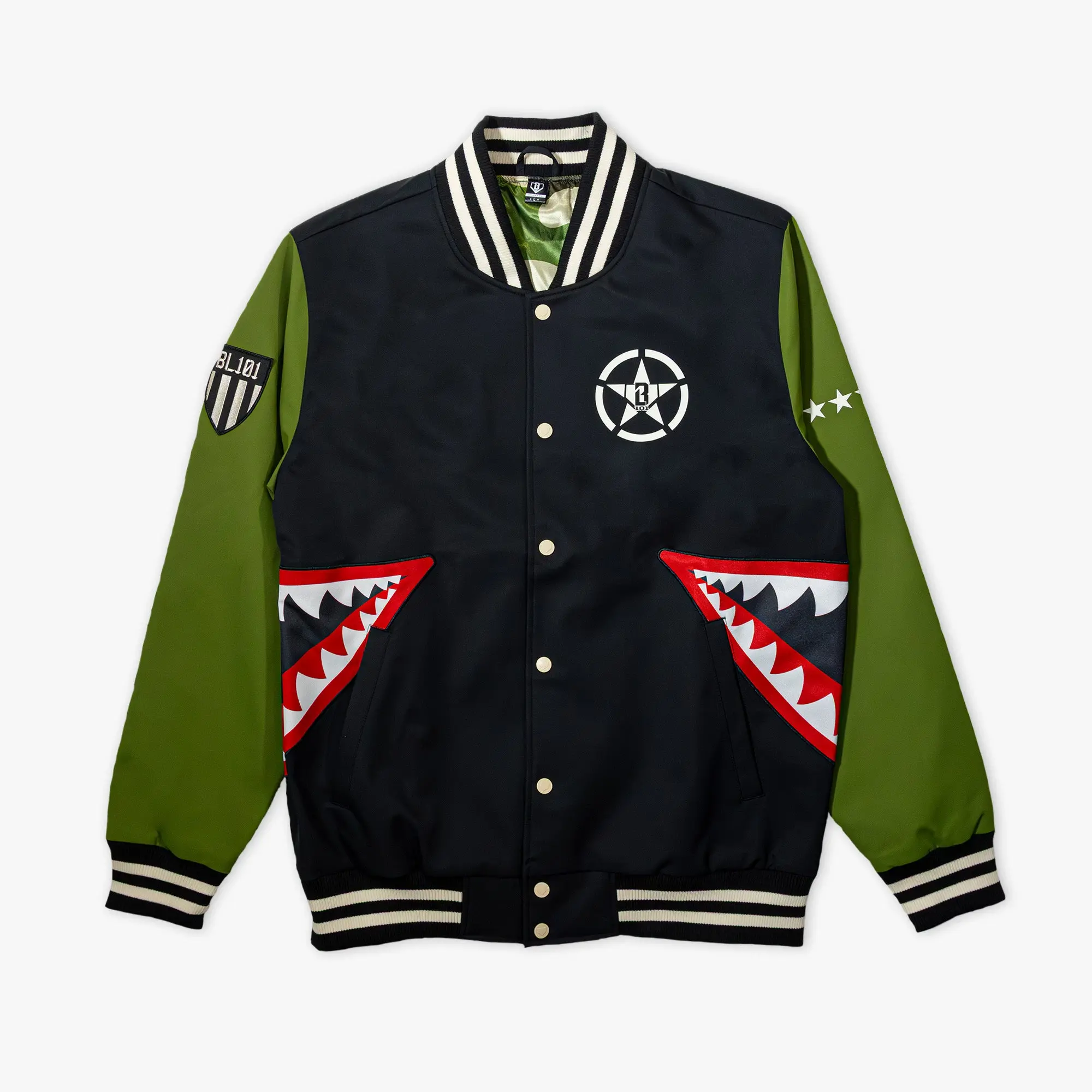 Warhawk Bomber Jacket - Black/Army Green