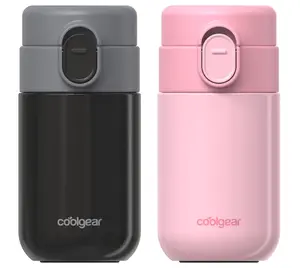 COOL GEAR 2-Pack 8 oz Purse Bottle 8oz Stainless Steel Water Bottle, Compact Mini Bottle with Flip Top Lid, BPA-Free, Leak-Resistant, Small Water Bottle for Purse, Travel, On-the-Go