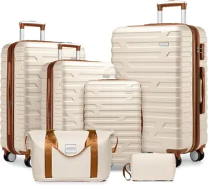 Luggage Sets for Women 6 Piece Hardside Expandable Suitcases with Wheels TSA Lock Lightweight Travel Carry On, Suitcase Set in Cream Color suitcase  case, TSA Spinner Hardshell Luggage Set with Spinner Wheels