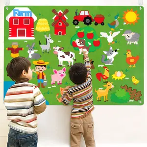 38pcs Farm Animals Felt Story Board Set, Farmhouse Themed Storytelling Props, Preschool Early Learning Interactive Play, Wall Hanging School Teaching Supplies, Classroom Supplies, Learning Materials