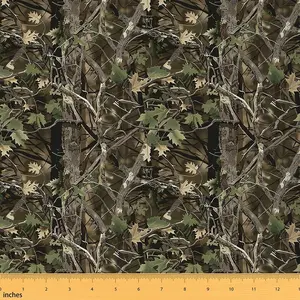 Camouflage Fabric by The Yard,1 Yard,Tree Leaf Upholstery Fabric for Chairs,Outdoor Fabric,Vintage Farmhouse Print Decorative Waterproof Fabric