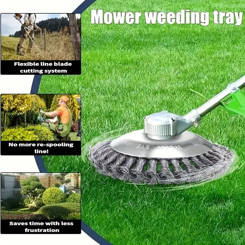 Durable Lawn Mower Steel Wire Spool, Wear-Resistant Grass Cutter Head, Stone-Proof Metal Weed Wheel, Universal Gasoline Attachment, Grass Cutting Tool