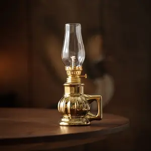 Adjustable Wick Outdoor Camping Oil Lamp, Ceramic Electroplated Design, Indoor & Outdoor Use, Control Knob Hurricane Lamp