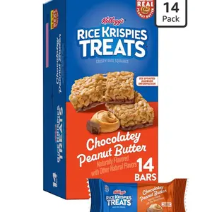 Crispy Rice Squares, Snack Bars, Chocolatey Peanut Butter, 10.8oz Box (14 Count)