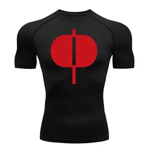 Graphic Short Sleeve Compression Shirts for Men Gym Workout Running Tshirts Sporty Quick Dry Tees Tops Baselayers Rash Guard
