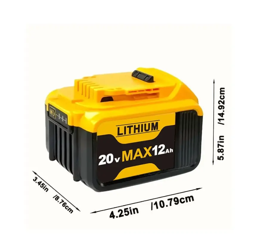 18V Rated, 20V Max, 12000mAh Ultra High-Capacity Lithium-Ion Replacement Battery Pack for DCB200 Cordless Drill Power Equipment