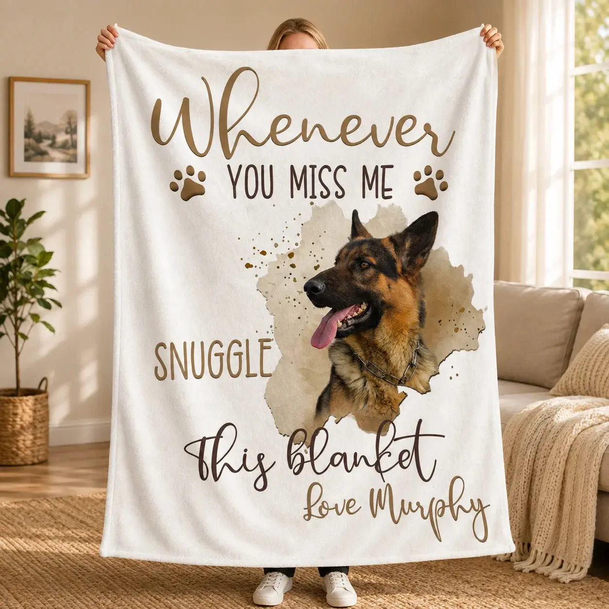 [Made-to-Order] Personalized Pet Photo Snuggle Fleece Blanket Loss Memorial Gift