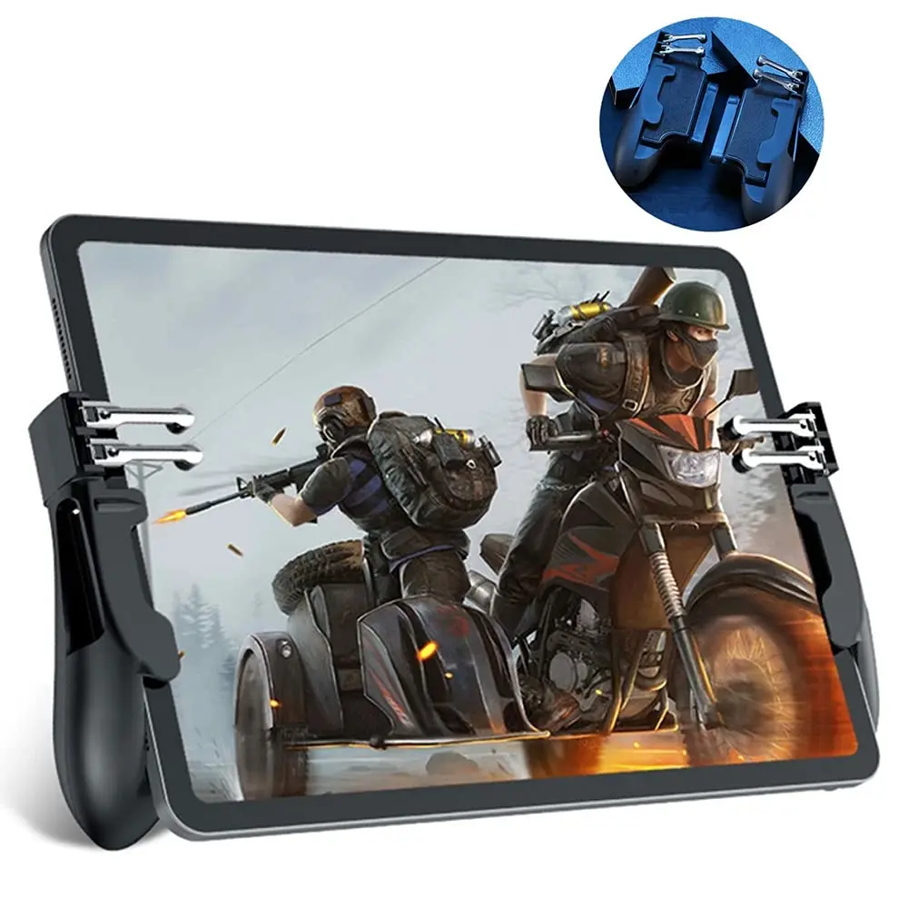 Mobile Game Controller for 9.7-12.9 inch iPad & Android Tablets, Handheld Gamepad with 4 Alloy Triggers for 6-Finger Operation, High Precision & Wide Sight Design, Lightweight and Portable, Multi-Finger, Lr Buttons, Video Game, Compact, Gaming Handle-01