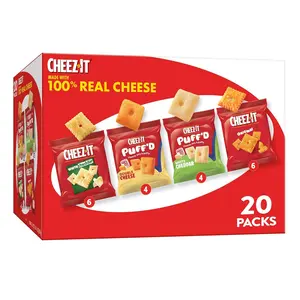 Cheez-It Cheese Crackers, Baked Snack Crackers, Office and Kids Snacks, Variety Pack, 17.72oz Box (20 Pouches)