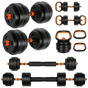 4-in-1 Adjustable Dumbbell Set 20/30/40/70/90 lbs -- Convertible Free Weights to Barbell, Kettlebell, Push-up Rack; Men's   Equipment Flat Plate; Women's men home gym fitness reels stable fitness table multi-functional fitness exercise equipment barbell