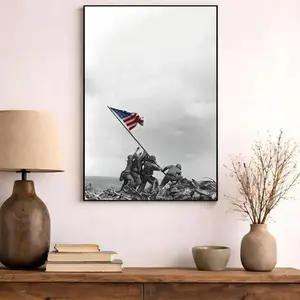 [NO FRAME] Iwo Jima Flag Raising Poster, USMC Semper Fi Veteran Patriot Wall Art, USMC American Military UNFRAMED PRINT, U.S Marines Corps MADE IN USA Poster