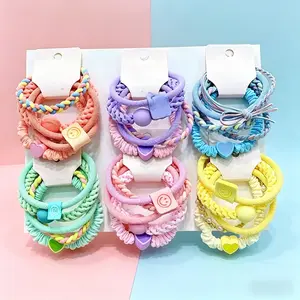 30PCS Pink Cute Braid Knot Elastic Hair Ties with Macaron, Smiley & Heart Beads – Summer Girly Aesthetic Elastic Hair Accessory,summerwins