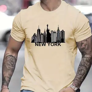 1pc New York City Skyline Heat Transfer Sticker, 1pc Mixed Color Polyester Patch, Suitable T-Shirts, Jeans, Backpacks - Washable Decorative Applique