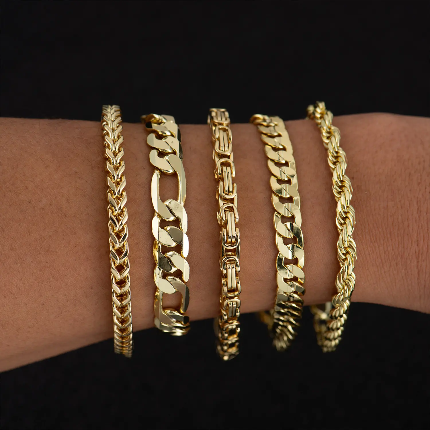 14K Gold-Plated Rope, Figaro, Cuban Concave, Franco, Byzantine Bracelet, Twisted cable bracelet,Elegant jewelry bracelet, 8" Length, 6 mm/8 mm/10 mm Width,Diamond Cut,Father's Day Gift elegant minimalist bangle high quality everyday jewelry adjustment sun