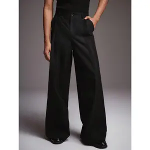 Men's Black Wide Leg Dress Pants | Y2K Streetwear Formal Trousers
