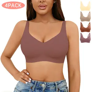 HICLOTH 4pcs-Wireless Bralette for Women – Seamless Everyday Bra, Soft Breathable Fabric, Removable Pads, Adjustable Straps, All-Day Comfort Support