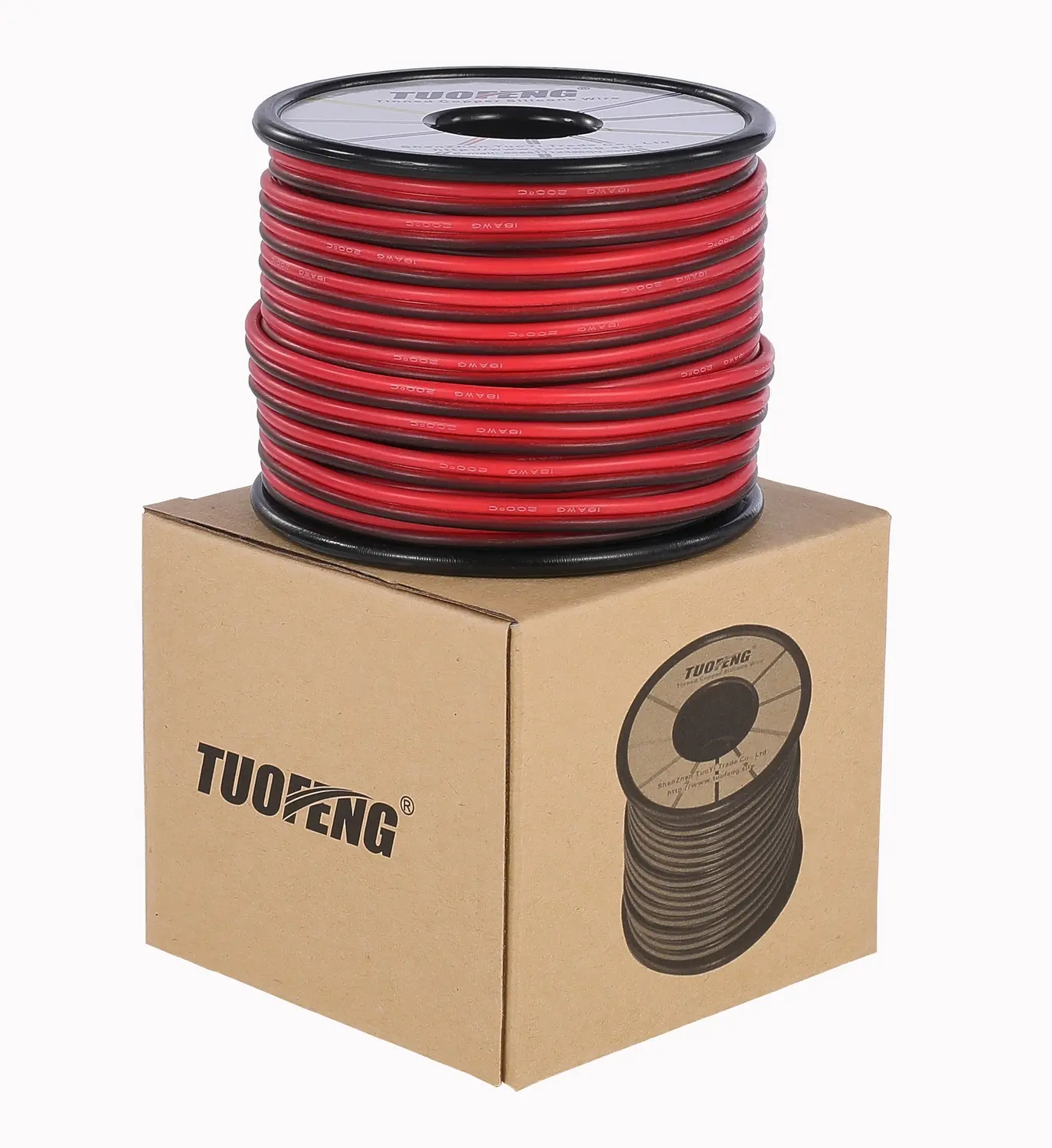 TUOFENG 18 AWG Wire Electrical Wires - Flexible Silicone Wire 2 Conductor Parallel Wire (Black 66ft Red 66ft) Stranded Wire Electronic Hook up Wire