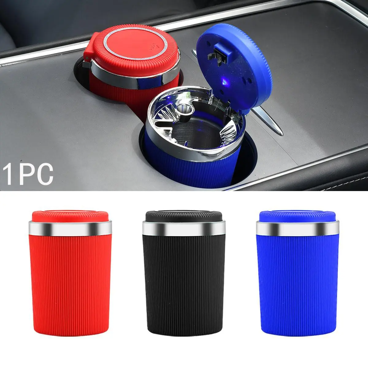 New Car Interior Ashtray with LED Light, Metal Inner Tank, Fashion and Creative Car Ashtray, High Flame Retardant Car Ashtray, Car Organization Accessories