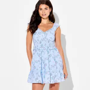 Women's Smocked Flutter Sleeve Mini Dress - Wild Fable Blue Floral XXS