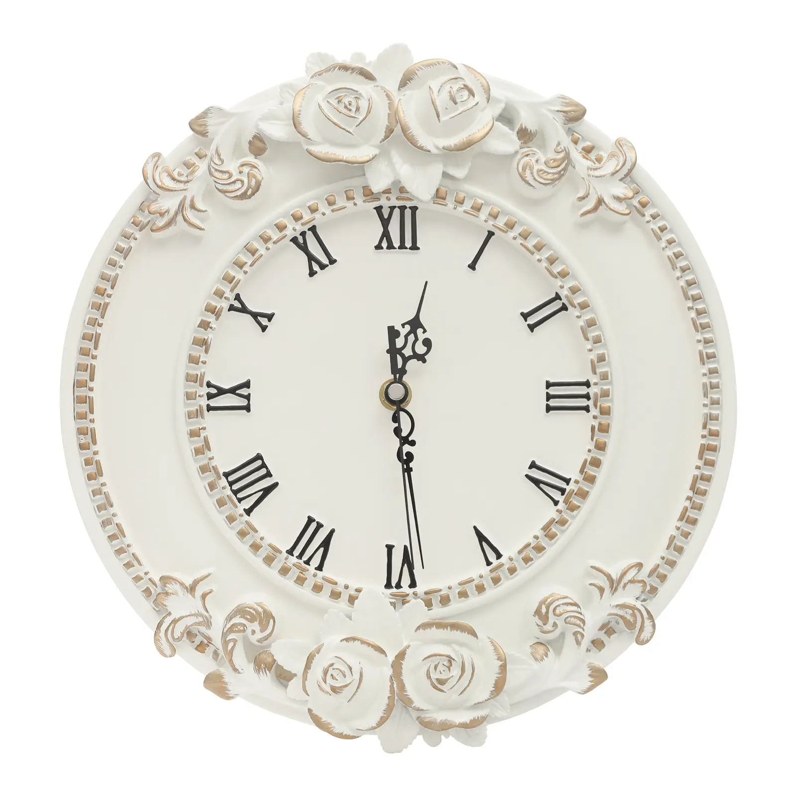 1 piece European medieval vintage rose wall clock, affordable luxury gold-rimmed three-dimensional design, resin material resistant to wear and fading, silent with precise timekeeping, ideal for home, living room, bedroom, and office artistic decoration
