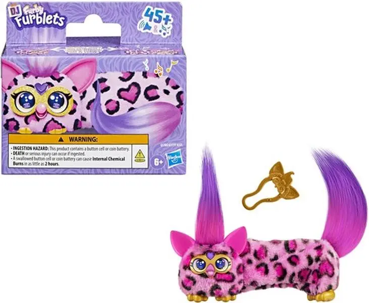 Furby DJ Furblets Kitt-Ee-Luv Vinyl Figure, Playful Collectible Action Figurine with Stretch Body, Music Sounds, Kids Gift [COLLECTIBLES]