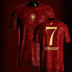 Portugal Football Shirt Ronaldo #7 – Luxury Red Gold Soccer Jersey, Performance Athletic Apparel, Match Day Fan Gear