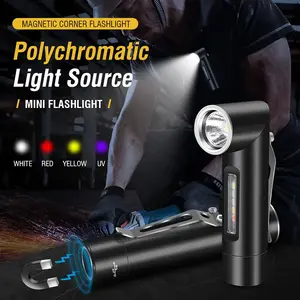 DIZOND Led Flashlight , UV Portable Torch 90 Degree RechargeableWaterproof IPX5, 500 Lumens High Bright EDC Pocket Flashlights with Clip Grip for Night Running, Hiking rechargeable headlamp flashlight high