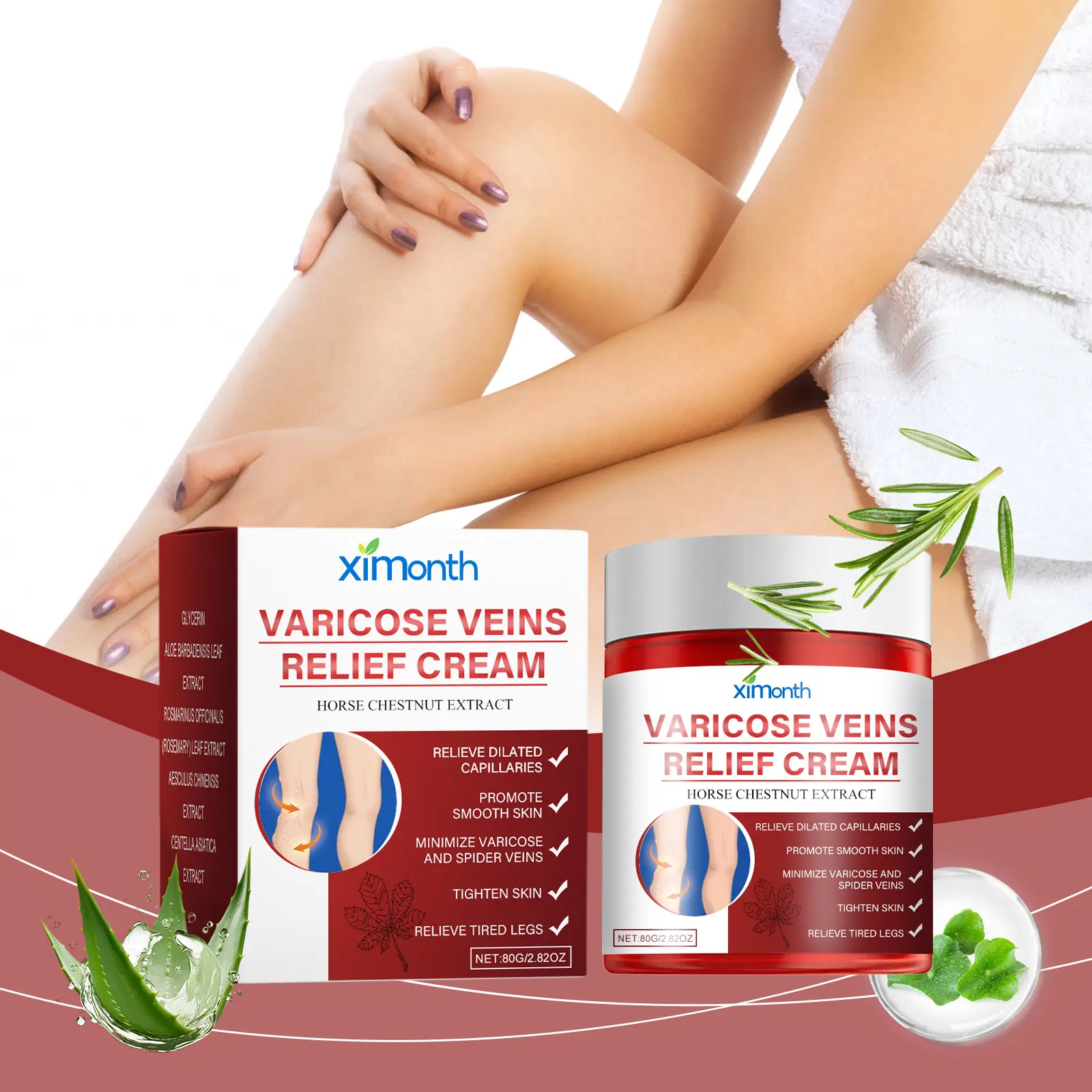 Ximonth Vein Repairing Cream Leg Massage Relieve Leg Swelling Earthworm Leg Skin Body Massage Cream