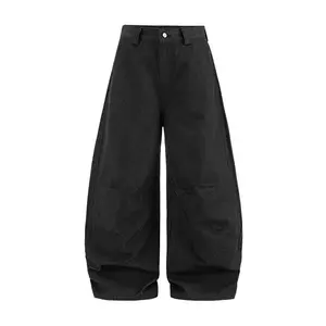 Inflation Men's Raw Indigo Relaxed Fit Curved Blade Pants - Autumn American Streetwear Cleanfit, Fashion Denim Pants, Plain Denim Trousers, Vintage Clothing, Retro-Inspired Jeans, Pocket Design, Father's Day Gift