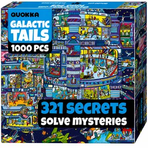 QUOKKA 1000-Piece Creative Jigsaw Puzzle for Adults (Ages 15+), Galactic Tails Sci-Fi Art with Hidden Mysteries, Relaxation Activity, Bonus Envelopes, Imaginative Characters, Challenge Toy