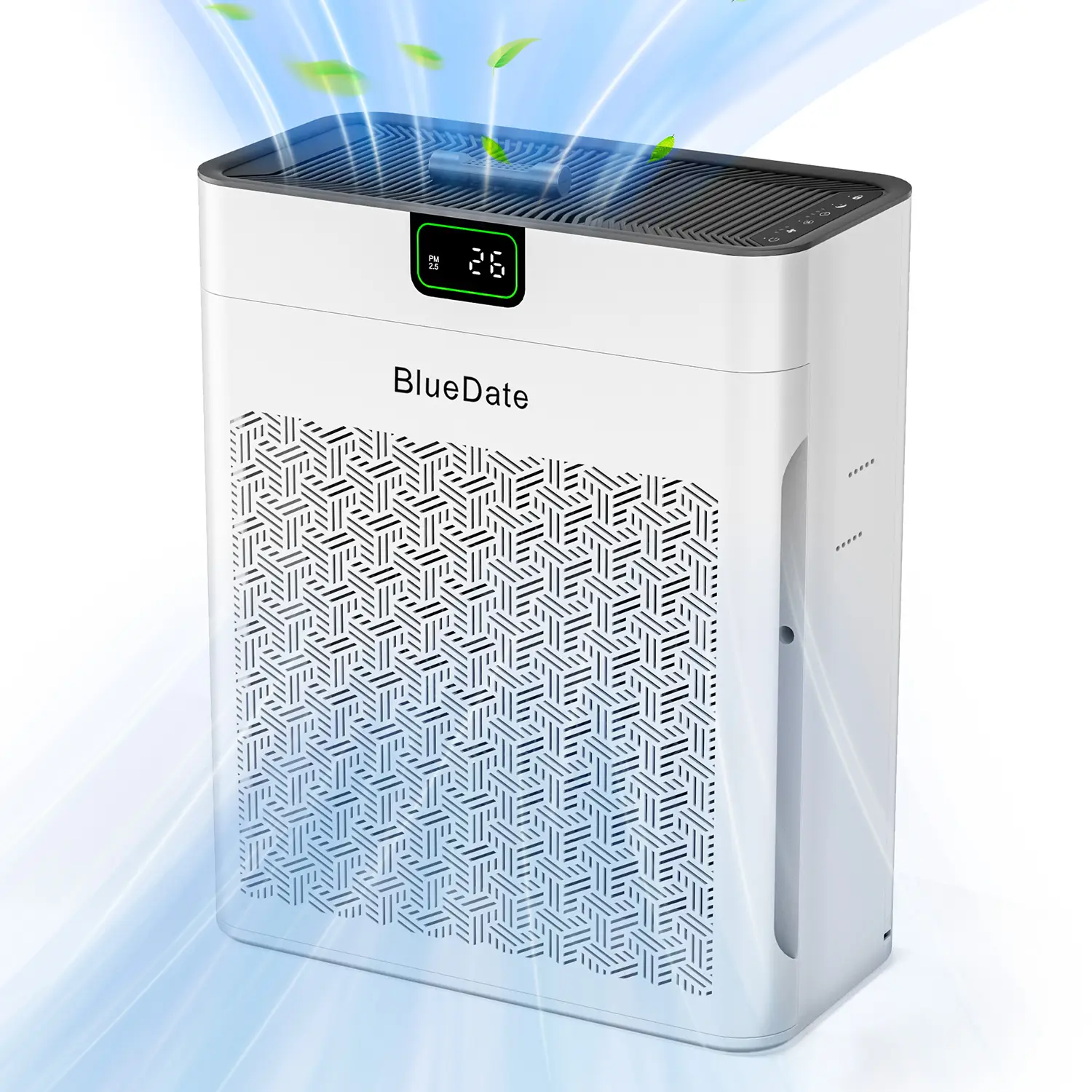 BlueDate Air Purifier for Home Large Room up to 1100 Sq Ft with PM 2.5 Display Air Quality Sensor for Pet Hair, 25dB Sleep Mode,Auto Mode, Timer, HEPA Air Purifier for Bedroom