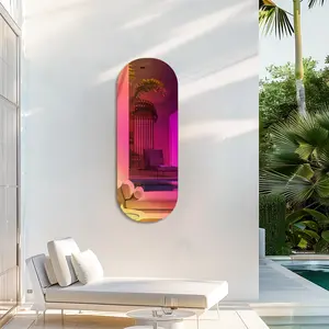 Long Oblong Iridescent Wall Mirror Rainbow Wall Hanging Mirror for Living Room Modern Decorative Art Piece