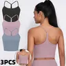 CHRLEISURE 3PCS  Y Cross Back Tank Top Yoga Crop Top for Women Workout Soft Stretch Gym Activewear Tank Top