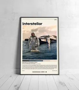 Interstellar Movie Poster | Christopher Nolan Minimalist Movie Poster, Vintage Retro Art Print, Custom Poster, Wall Art Print Artistic Decor