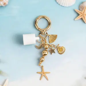 Golden Starfish Lip Balm Keychain – Cute Charm + Summer Fridays 0.5oz Compatible Gift for Her